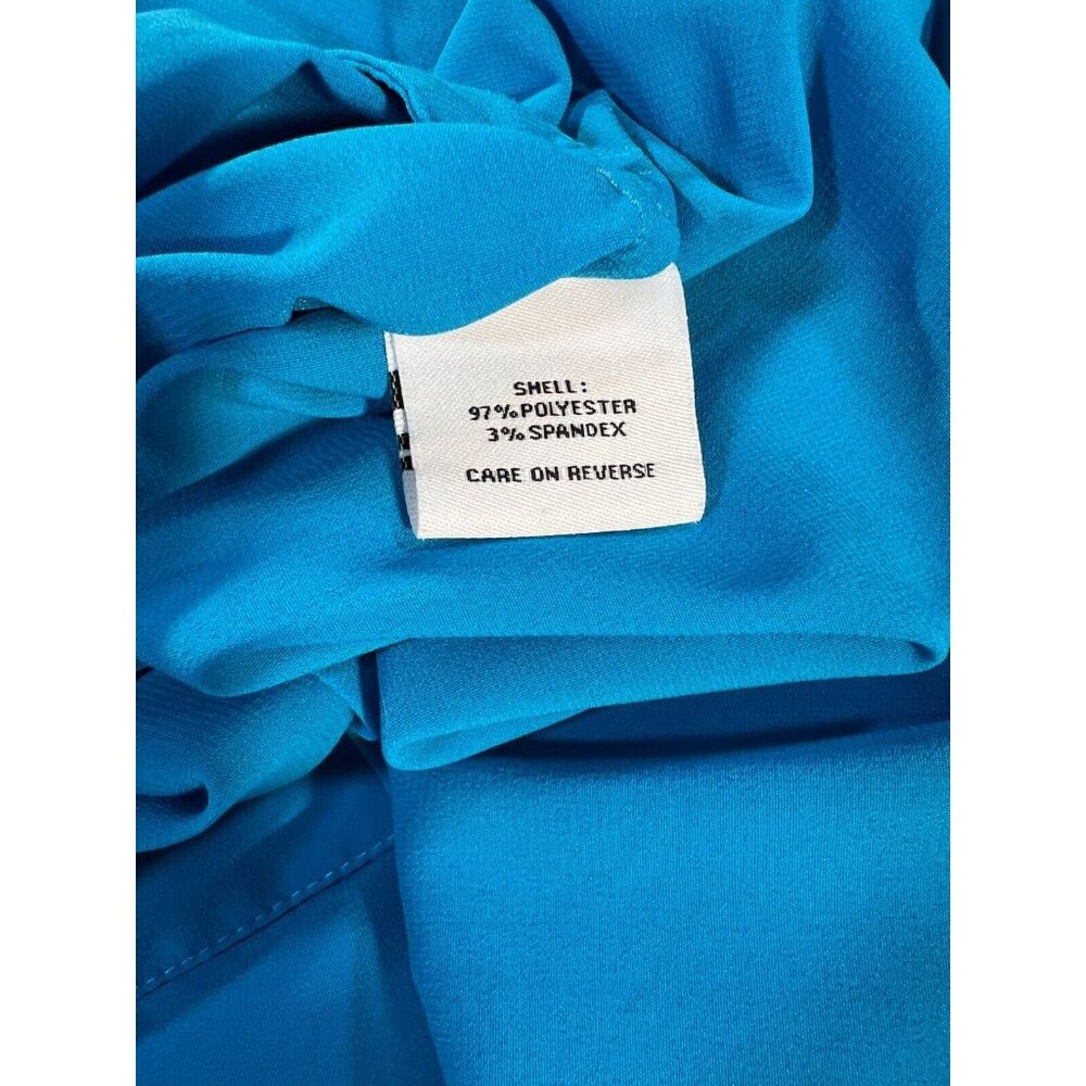 Calvin Klein Blouse Womens Lg Turquiose Blue Pockets Button Sleeveless Stretch - Picture 8 of 8